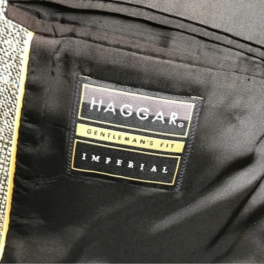 Haggar Imperial Gentlemans Fit Glen Plaid Sport Coat 2 Button Jacket Mens Large